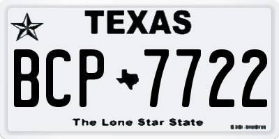 TX license plate BCP7722