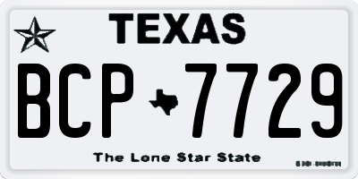 TX license plate BCP7729