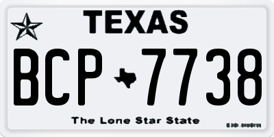 TX license plate BCP7738