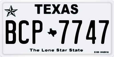 TX license plate BCP7747