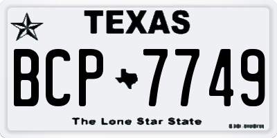 TX license plate BCP7749