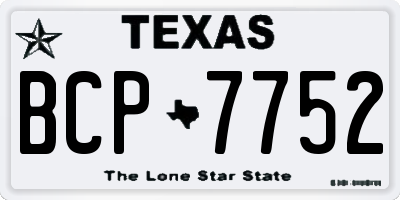 TX license plate BCP7752