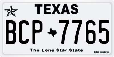 TX license plate BCP7765