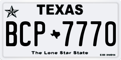 TX license plate BCP7770