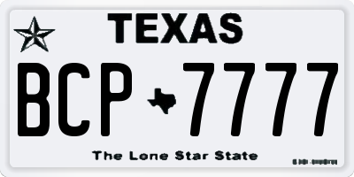 TX license plate BCP7777
