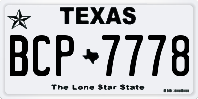 TX license plate BCP7778