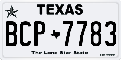 TX license plate BCP7783