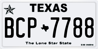 TX license plate BCP7788