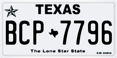 TX license plate BCP7796