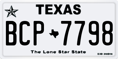 TX license plate BCP7798