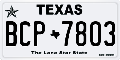 TX license plate BCP7803