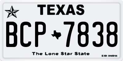 TX license plate BCP7838