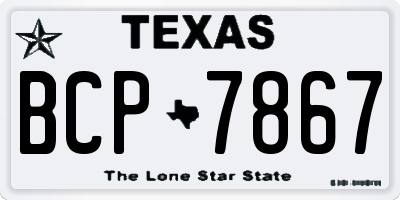TX license plate BCP7867