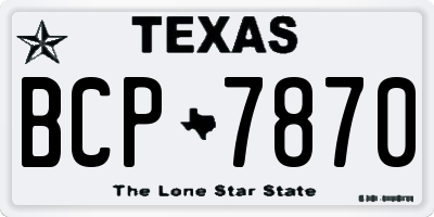 TX license plate BCP7870