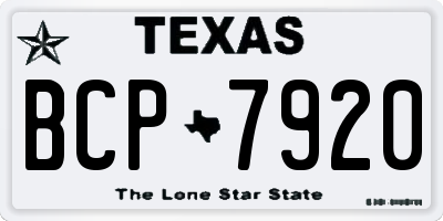 TX license plate BCP7920
