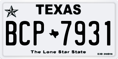 TX license plate BCP7931