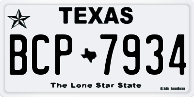 TX license plate BCP7934