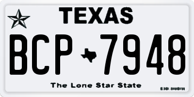 TX license plate BCP7948