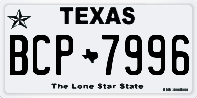 TX license plate BCP7996