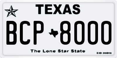TX license plate BCP8000