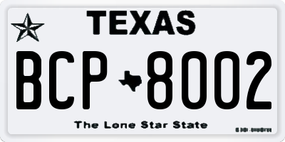 TX license plate BCP8002