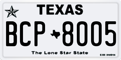 TX license plate BCP8005