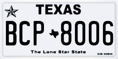 TX license plate BCP8006