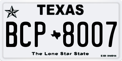 TX license plate BCP8007