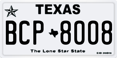 TX license plate BCP8008