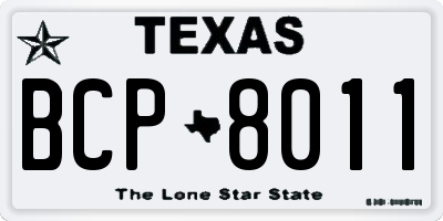 TX license plate BCP8011