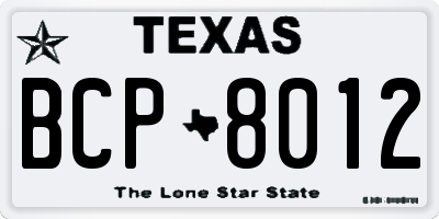 TX license plate BCP8012