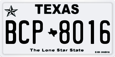 TX license plate BCP8016