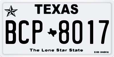 TX license plate BCP8017
