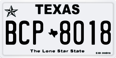 TX license plate BCP8018