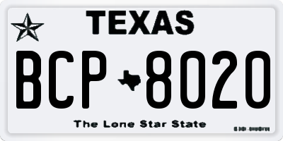 TX license plate BCP8020