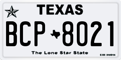TX license plate BCP8021