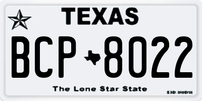 TX license plate BCP8022