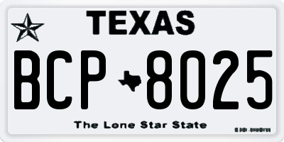 TX license plate BCP8025