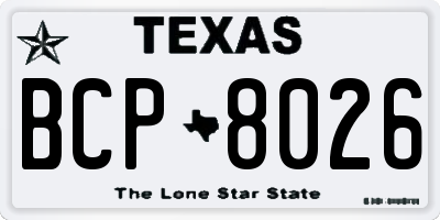 TX license plate BCP8026