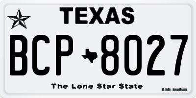 TX license plate BCP8027