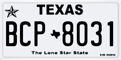 TX license plate BCP8031