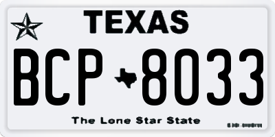 TX license plate BCP8033
