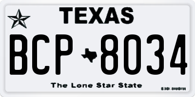 TX license plate BCP8034