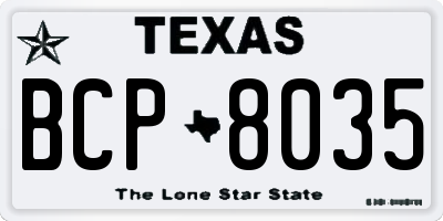 TX license plate BCP8035