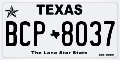 TX license plate BCP8037