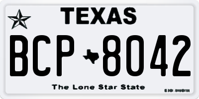 TX license plate BCP8042