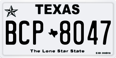 TX license plate BCP8047