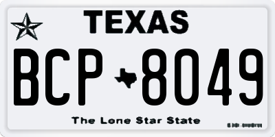 TX license plate BCP8049