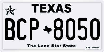 TX license plate BCP8050