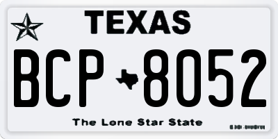 TX license plate BCP8052